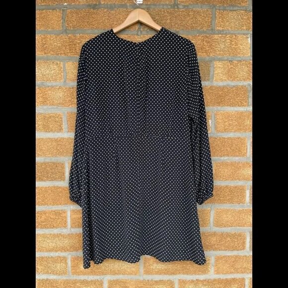 THEORY Polka Dot Long-Sleeve Mini Crepe Dress size 12 - Picture 7 of 12